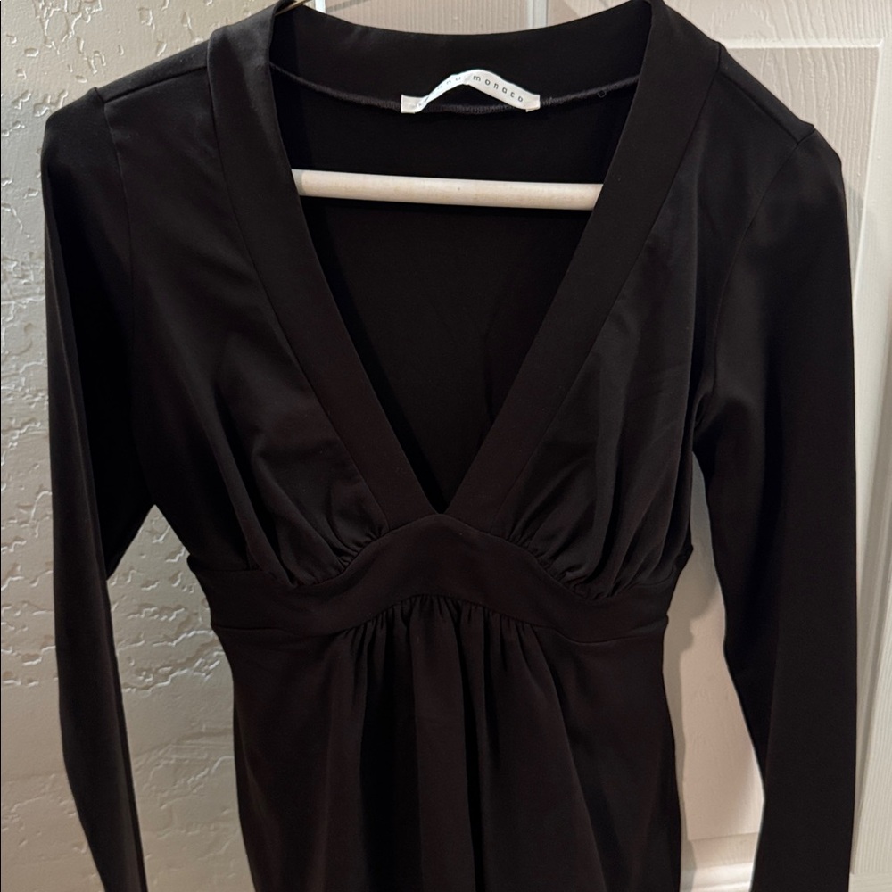 Susana Monaco Elegant Dark Brown Long Sleeve Top